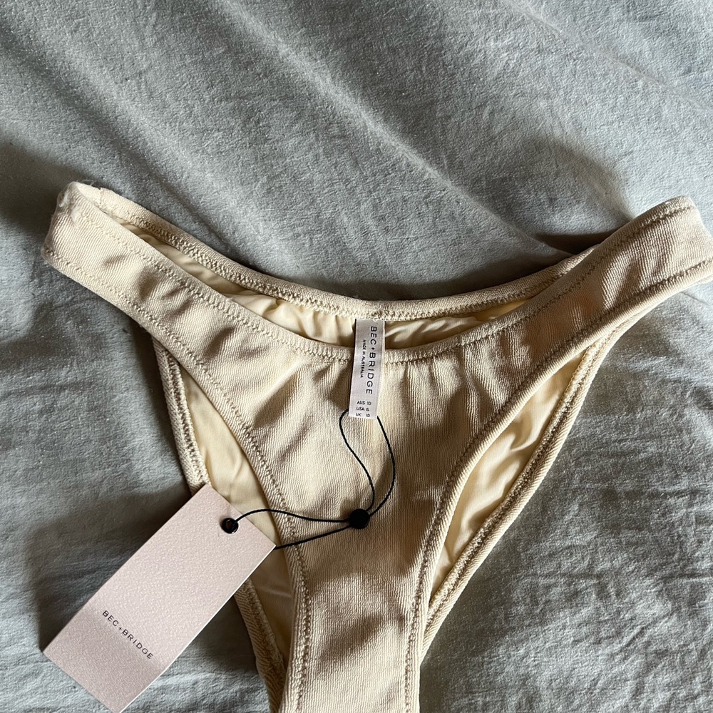 Bec + Bridge - High-Cut Terry Cloth Bikini Bottom - Sz M / 6.